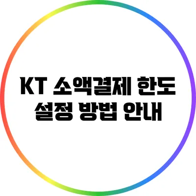 KT 소액결제 한도 설정 방법 안내