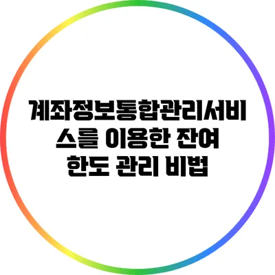 계좌정보통합관리서비스를 이용한 잔여 한도 관리 비법