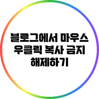 블로그에서 마우스 우클릭 복사 금지 해제하기