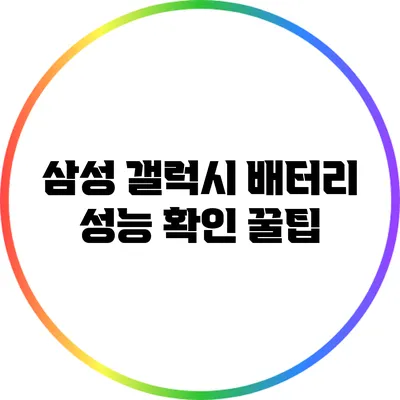 삼성 갤럭시 배터리 성능 확인 꿀팁