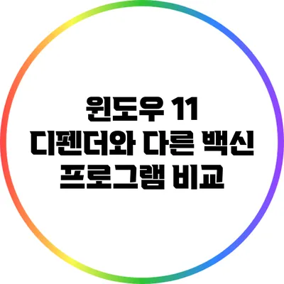 윈도우 11 디펜더와 다른 백신 프로그램 비교