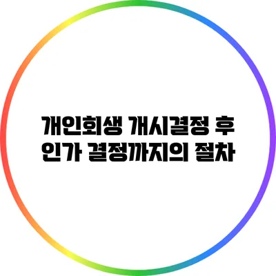 개인회생 개시결정 후 인가 결정까지의 절차