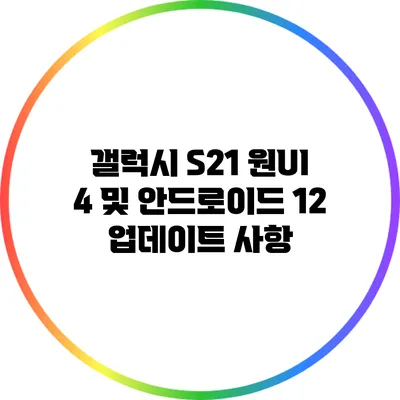 갤럭시 S21 원UI 4 및 안드로이드 12 업데이트 사항