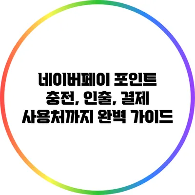 네이버페이 포인트 충전, 인출, 결제 사용처까지 완벽 가이드