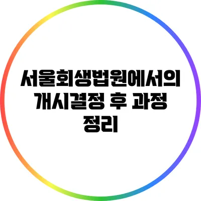 서울회생법원에서의 개시결정 후 과정 정리