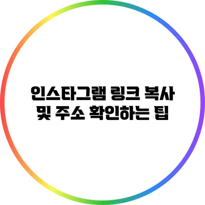 인스타그램 링크 복사 및 주소 확인하는 팁