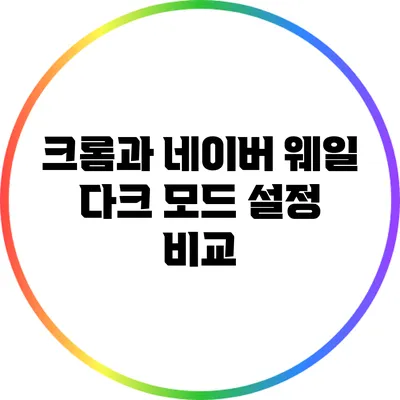 크롬과 네이버 웨일 다크 모드 설정 비교