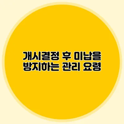 개시결정 후 미납을 방지하는 관리 요령