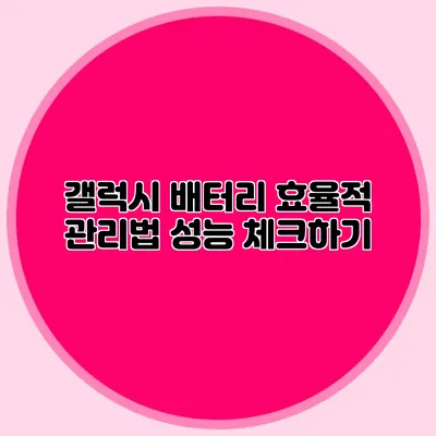 갤럭시 배터리 효율적 관리법: 성능 체크하기
