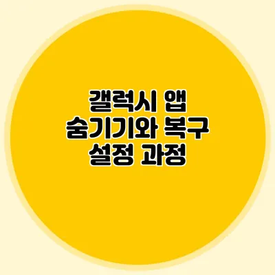 갤럭시 앱 숨기기와 복구 설정 과정