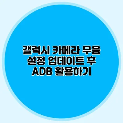 갤럭시 카메라 무음 설정: 업데이트 후 ADB 활용하기