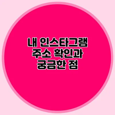 내 인스타그램 주소 확인과 궁금한 점