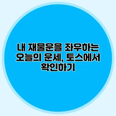내 재물운을 좌우하는 오늘의 운세, 토스에서 확인하기