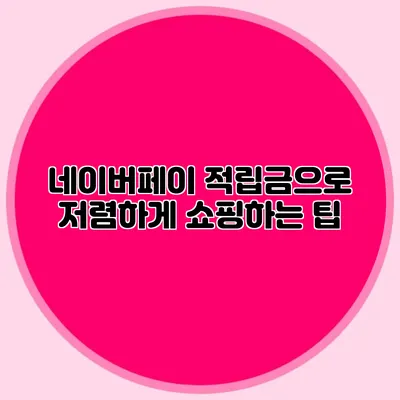 네이버페이 적립금으로 저렴하게 쇼핑하는 팁