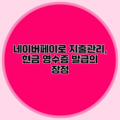 네이버페이로 지출관리, 현금 영수증 발급의 장점