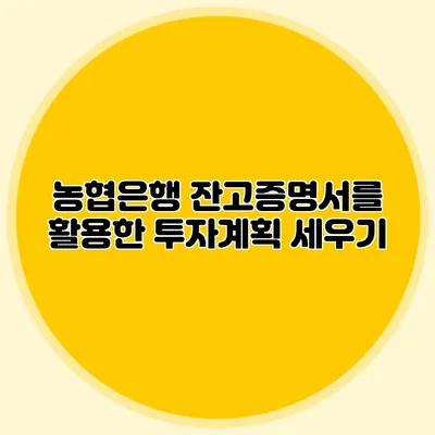 농협은행 잔고증명서를 활용한 투자계획 세우기