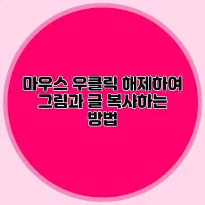 마우스 우클릭 해제하여 그림과 글 복사하는 방법