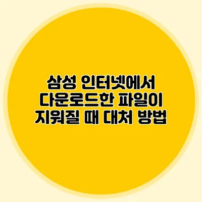 삼성 인터넷에서 다운로드한 파일이 지워질 때 대처 방법