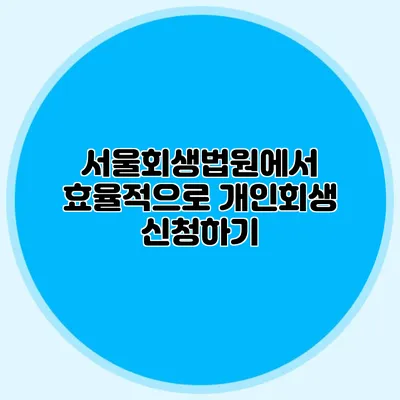 서울회생법원에서 효율적으로 개인회생 신청하기