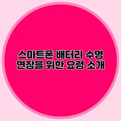 스마트폰 배터리 수명 연장을 위한 요령 소개