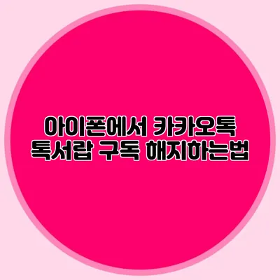 아이폰에서 카카오톡 톡서랍 구독 해지하는법
