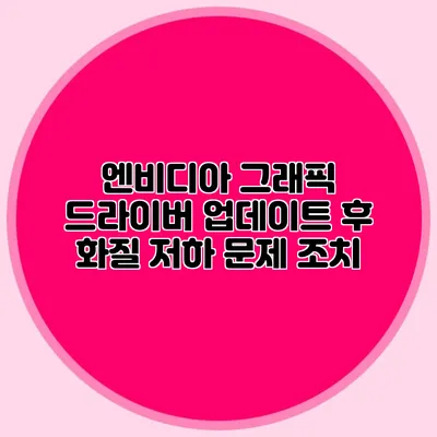 엔비디아 그래픽 드라이버 업데이트 후 화질 저하 문제 조치