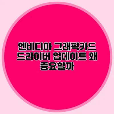 엔비디아 그래픽카드 드라이버 업데이트: 왜 중요할까?