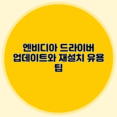 엔비디아 드라이버 업데이트와 재설치 유용 팁