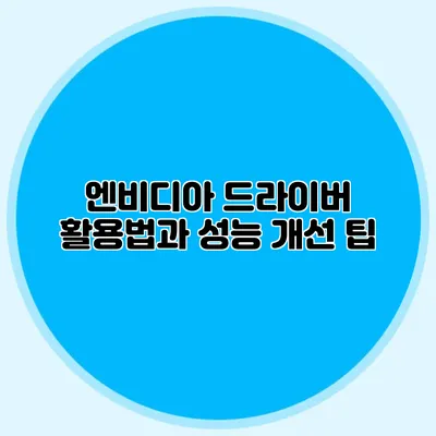 엔비디아 드라이버 활용법과 성능 개선 팁