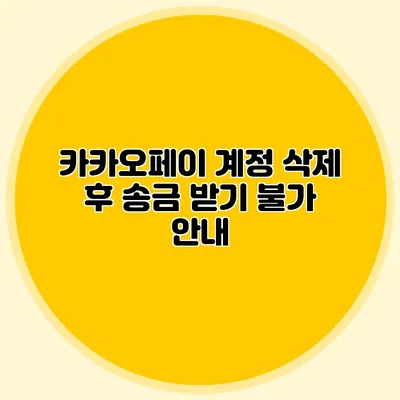 카카오페이 계정 삭제 후 송금 받기 불가 안내