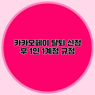 카카오페이 탈퇴 신청 후 1인 1계정 규정