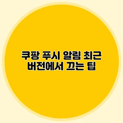 쿠팡 푸시 알림 최근 버전에서 끄는 팁