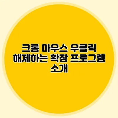 크롬 마우스 우클릭 해제하는 확장 프로그램 소개