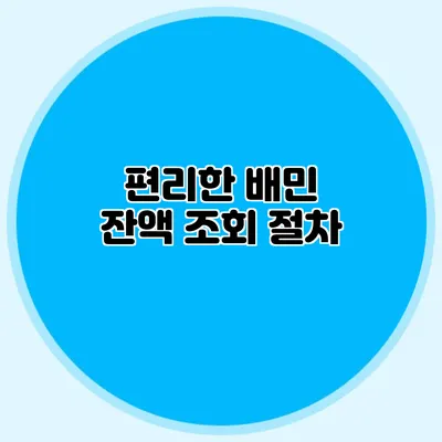 편리한 배민 잔액 조회 절차