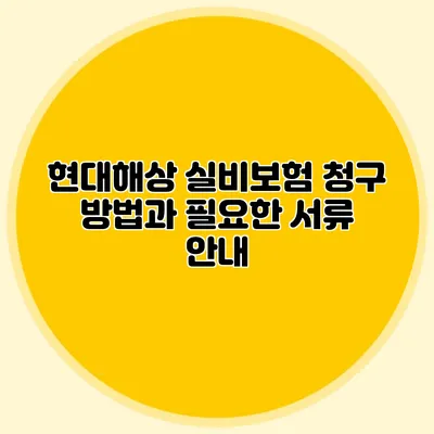 현대해상 실비보험 청구 방법과 필요한 서류 안내