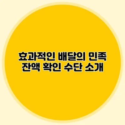 효과적인 배달의 민족 잔액 확인 수단 소개