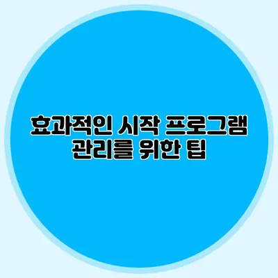 효과적인 시작 프로그램 관리를 위한 팁