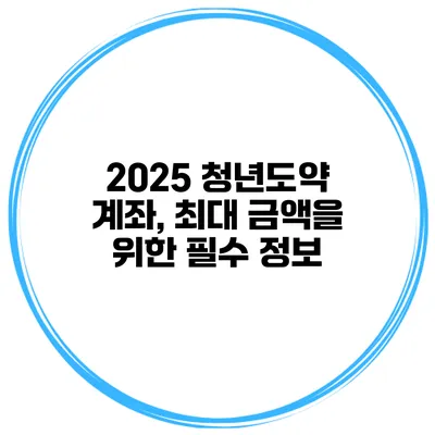 2025 청년도약 계좌, 최대 금액을 위한 필수 정보