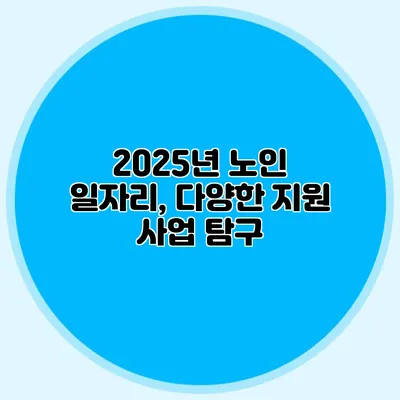 2025년 노인 일자리, 다양한 지원 사업 탐구
