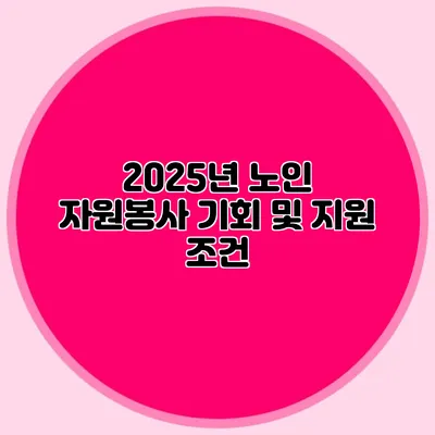 2025년 노인 자원봉사 기회 및 지원 조건