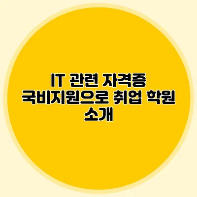 IT 관련 자격증 국비지원으로 취업 학원 소개