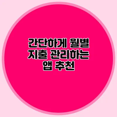 간단하게 월별 지출 관리하는 앱 추천