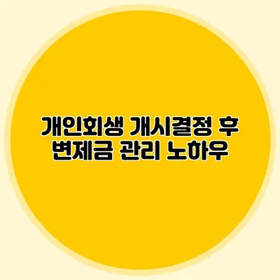 개인회생 개시결정 후 변제금 관리 노하우
