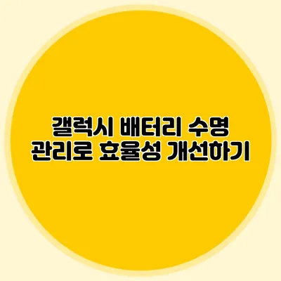 갤럭시 배터리 수명 관리로 효율성 개선하기