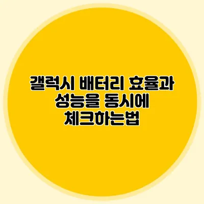 갤럭시 배터리 효율과 성능을 동시에 체크하는법