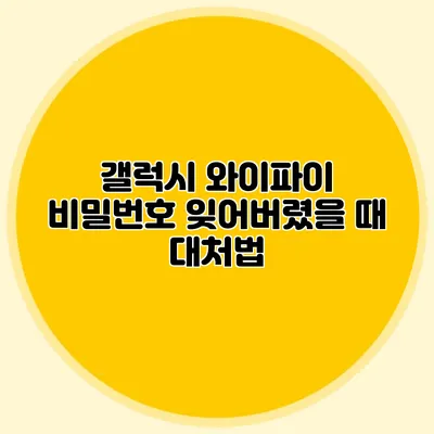 갤럭시 와이파이 비밀번호 잊어버렸을 때 대처법