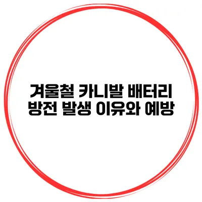 겨울철 카니발 배터리 방전 발생 이유와 예방
