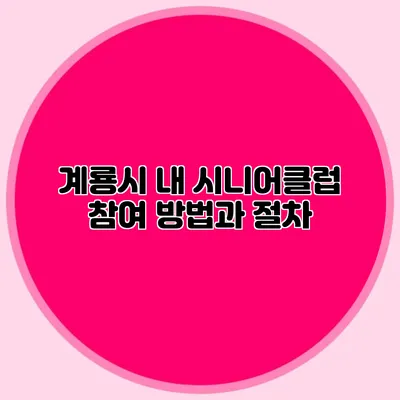 계룡시 내 시니어클럽 참여 방법과 절차