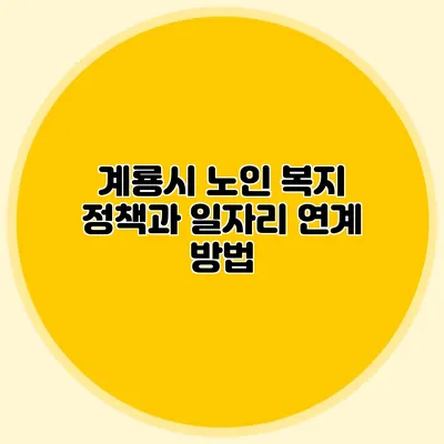 계룡시 노인 복지 정책과 일자리 연계 방법