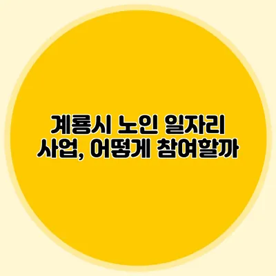 계룡시 노인 일자리 사업, 어떻게 참여할까?
